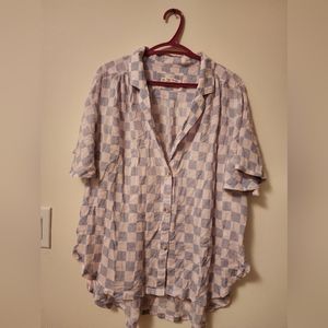 We The Free Checkred High Low Button Down